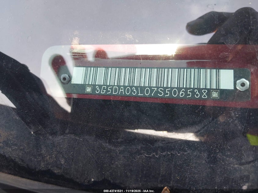 2007 Buick Rendezvous Cxl VIN: 3G5DA03L07S506538 Lot: 43741531