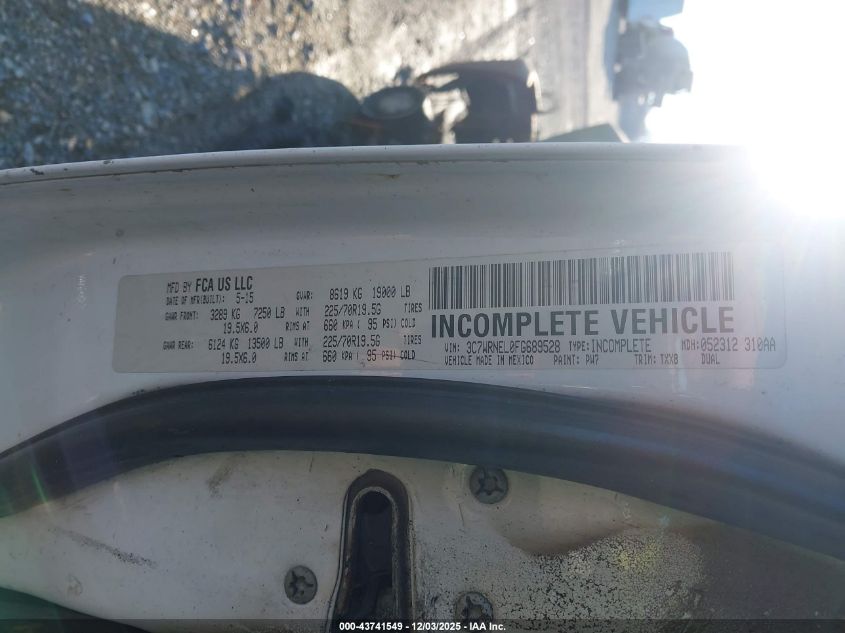 2015 Ram 5500 Chassis Tradesman/Slt/Laramie VIN: 3C7WRNEL0FG689528 Lot: 43741549