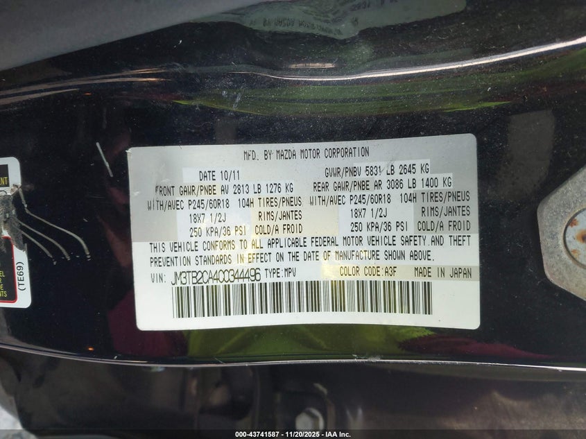 JM3TB2CA4C0344496 2012 MAZDA CX-9 photo no. 9