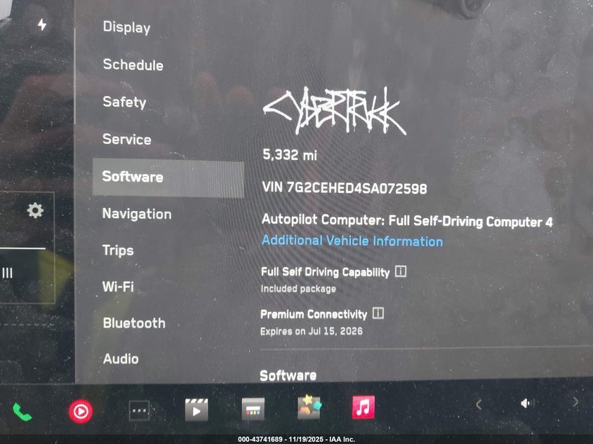 2025 Tesla Cybertruck All-Wheel Drive VIN: 7G2CEHED4SA072598 Lot: 43741689