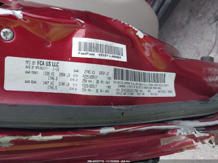 2016 Dodge Grand Caravan American Value Pkg VIN: 2C4RDGBG8GR217939 Lot: 43741710