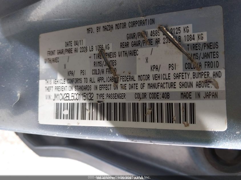 2012 Mazda Mazda5 Sport VIN: JM1CW2BL5C0115132 Lot: 43741792