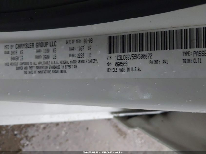 2009 Chrysler Sebring Limited VIN: 1C3LC66V59N500072 Lot: 43741888