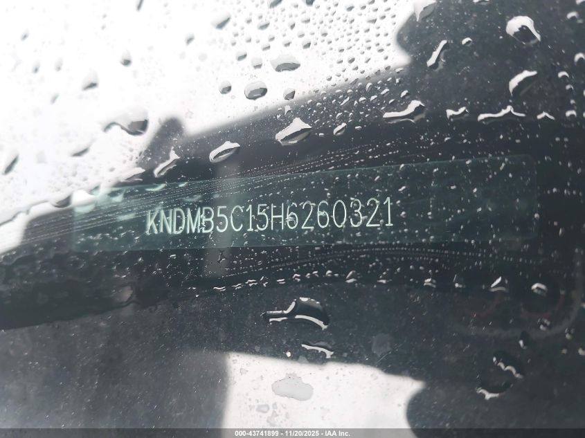 2017 Kia Sedona Lx VIN: KNDMB5C15H6260321 Lot: 43741899