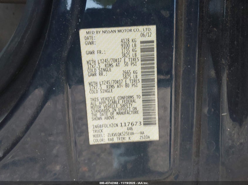1N6BF0LY2CN117673 2012 NISSAN  photo no. 9