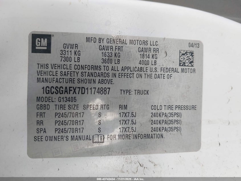 1GCSGAFX7D1174887 2013 CHEVROLET  photo no. 9