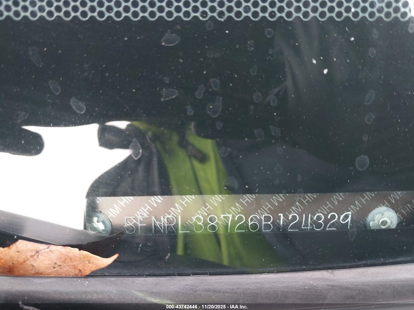 2006 Honda Odyssey Ex-L VIN: 5FNRL38726B124329 Lot: 43742446