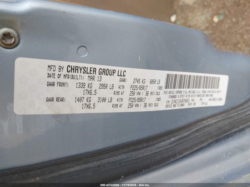 2013 Chrysler Town & Country Touring-L VIN: 2C4RC1CG4DR708261 Lot: 43742586