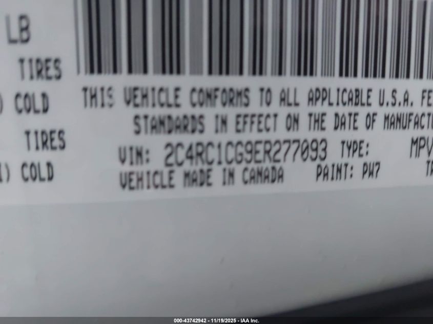 2014 Chrysler Town & Country Touring-L VIN: 2C4RC1CG9ER277093 Lot: 43742942