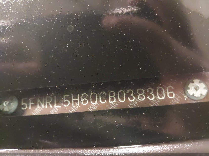 2012 Honda Odyssey Ex-L VIN: 5FNRL5H60CB038306 Lot: 43742957