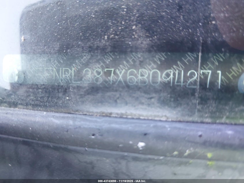 2006 Honda Odyssey Ex-L VIN: 5FNRL387X6B094271 Lot: 43743098