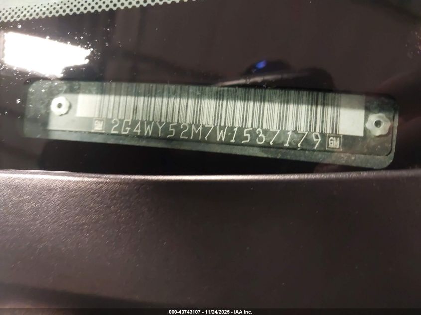 1998 Buick Century Limited VIN: 2G4WY52M7W1537179 Lot: 43743107