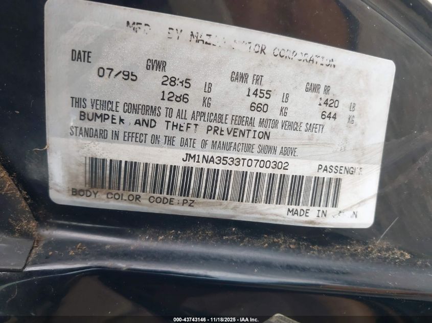 1996 Mazda Mx-5 Miata VIN: JM1NA3533T0700302 Lot: 43743146