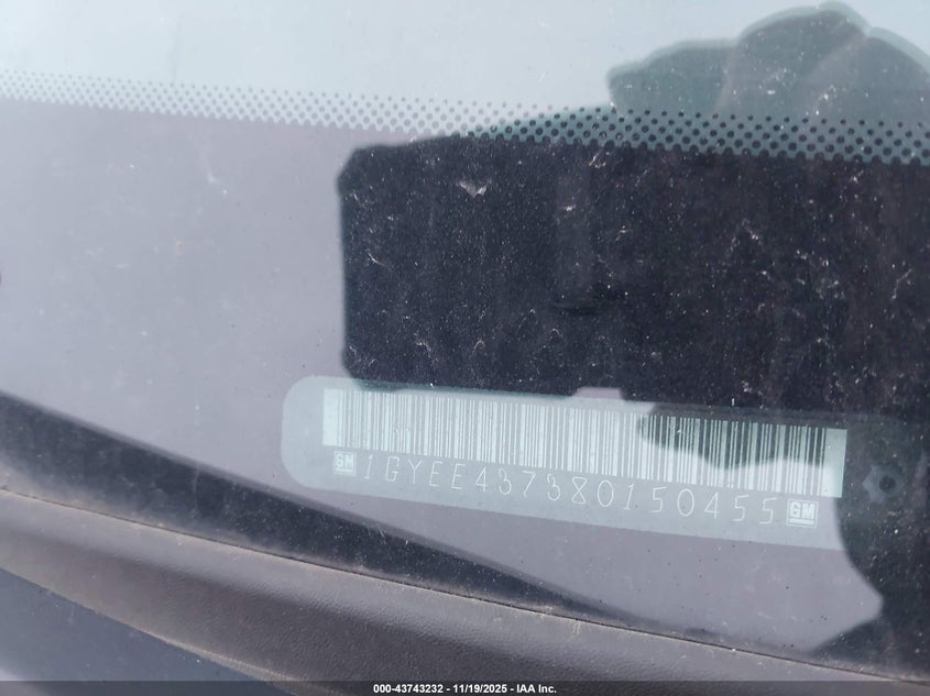 2008 Cadillac Srx V6 VIN: 1GYEE437380150455 Lot: 43743232