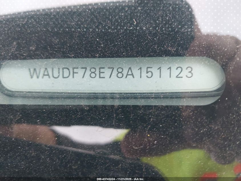 2008 Audi A4 2.0T/2.0T Special Edition VIN: WAUDF78E78A151123 Lot: 43743324