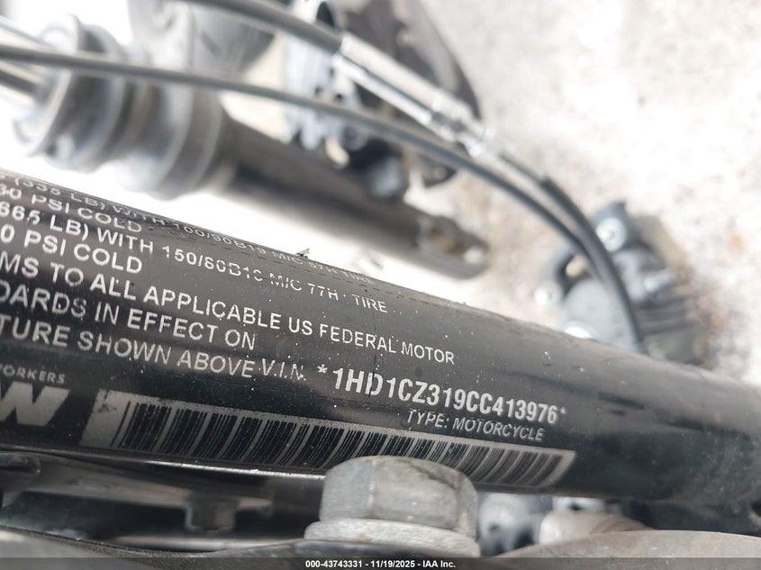 2012 Harley-Davidson Xl1200 Nightster VIN: 1HD1CZ319CC413976 Lot: 43743331