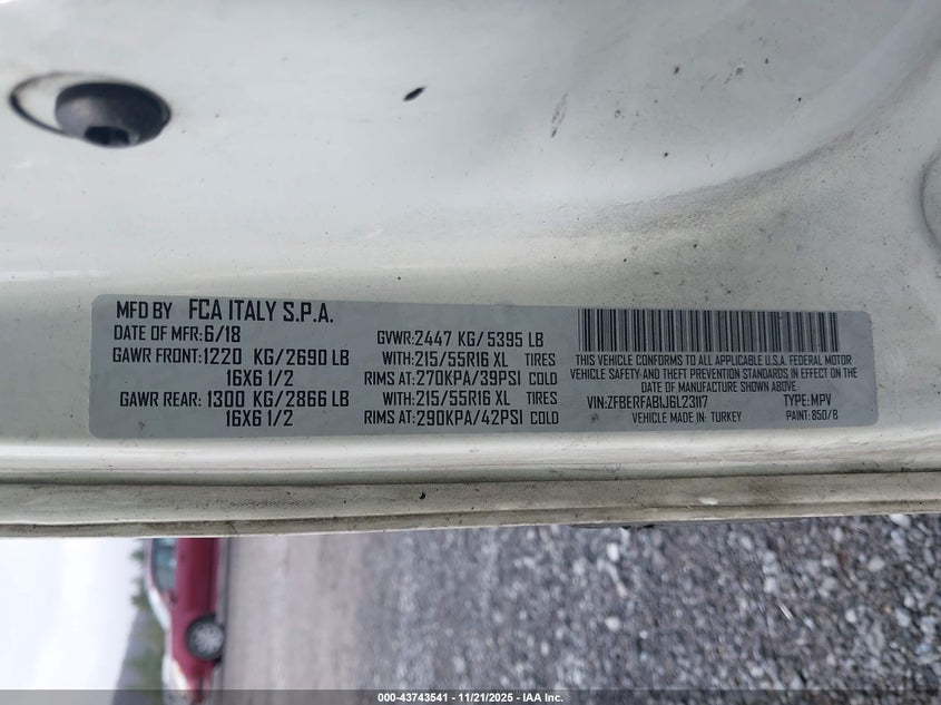 2018 Ram Promaster City Tradesman VIN: ZFBERFAB1J6L23117 Lot: 43743541