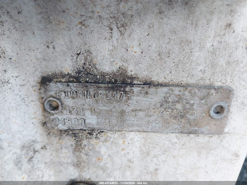 1971 Ford F100 VIN: F10HNJ81475 Lot: 43744023