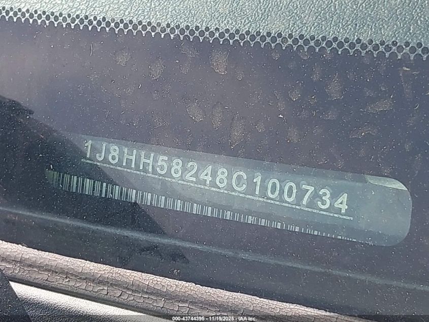 2008 Jeep Commander Limited VIN: 1J8HH58248C100734 Lot: 43744395