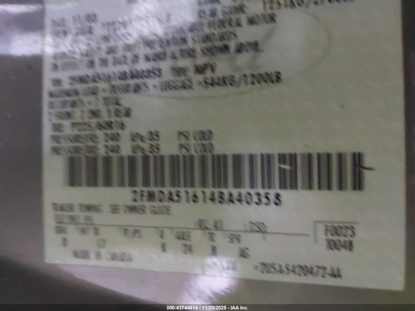 2004 Ford Freestar Se VIN: 2FMDA51614BA40358 Lot: 43744814