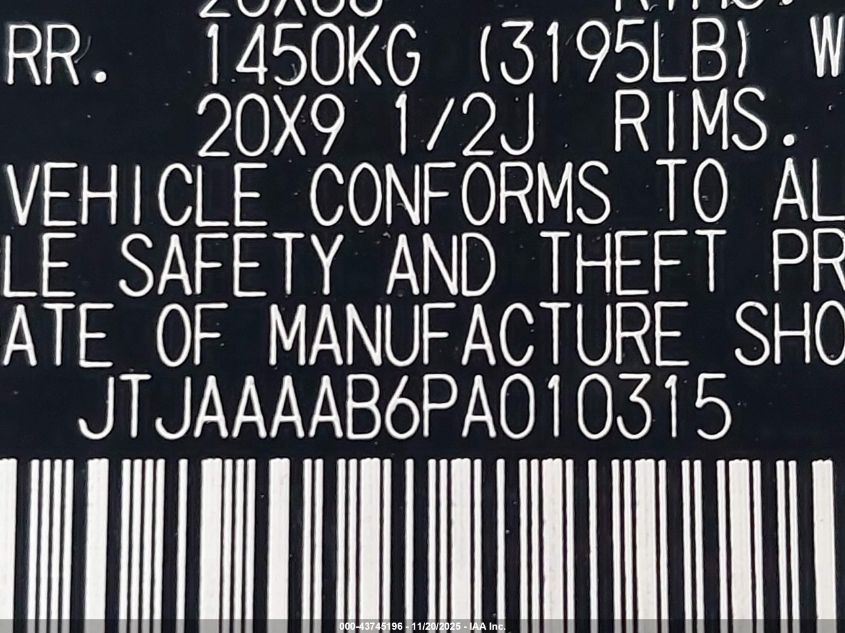 2023 Lexus Rz 450E Luxury VIN: JTJAAAAB6PA010315 Lot: 43745196