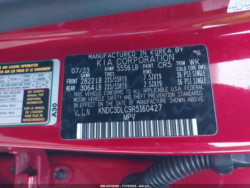 2024 Kia Ev6 Wind VIN: KNDC3DLC9R5160427 Lot: 43745308