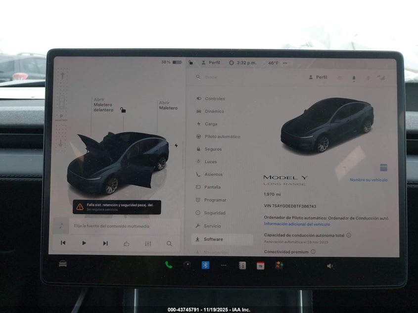 2026 Tesla Model Y Long Range Dual Motor All-Wheel Drive VIN: 7SAYGDED8TF386743 Lot: 43745791