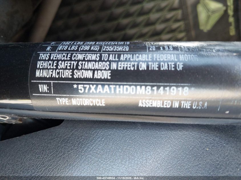 2021 Polaris Slingshot S With Technology Package VIN: 57XAATHD0M8141918 Lot: 43745934