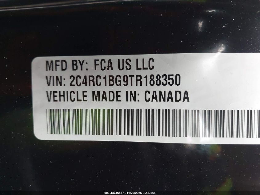 2026 Chrysler Pacifica Select VIN: 2C4RC1BG9TR188350 Lot: 43746537