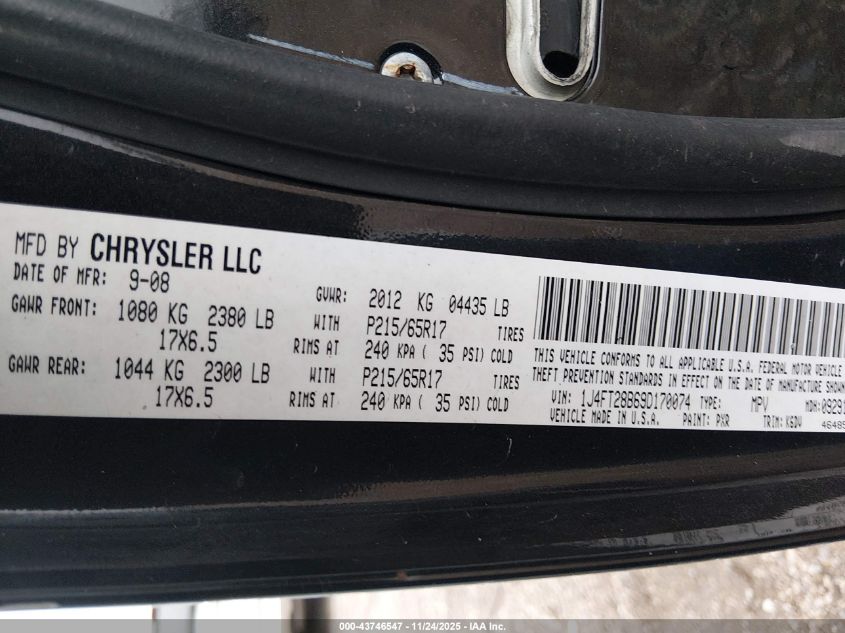 2009 Jeep Patriot Sport VIN: 1J4FT28B69D170074 Lot: 43746547