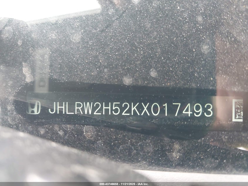 2019 Honda Cr-V Ex VIN: JHLRW2H52KX017493 Lot: 43746658