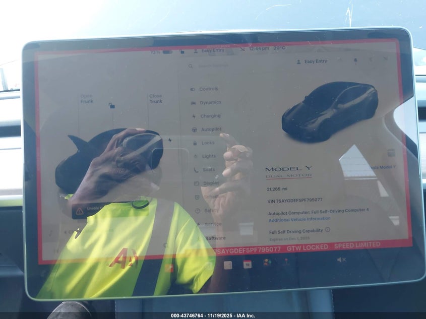 2023 Tesla Model Y Performance Dual Motor All-Wheel Drive VIN: 7SAYGDEF5PF795077 Lot: 43746764