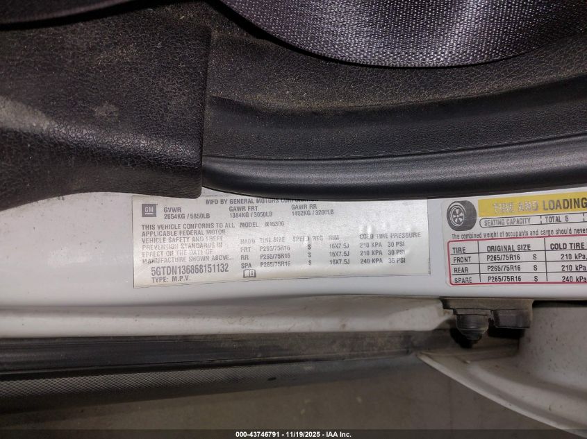 2006 Hummer H3 Suv VIN: 5GTDN136868151132 Lot: 43746791