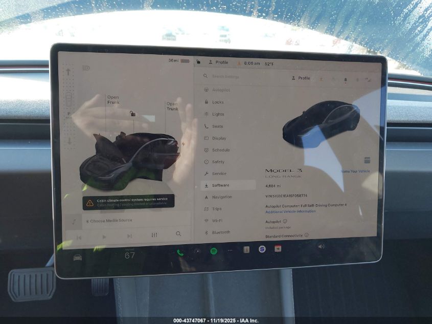 2025 Tesla Model 3 Long Range Rear-Wheel Drive/Standard VIN: 5YJ3E1EA1SF058774 Lot: 43747067