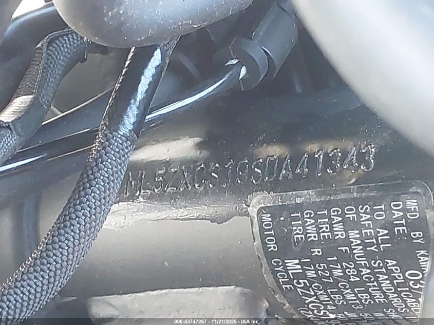 2025 Kawasaki Zx400 P VIN: ML5ZXCP19SDA41343 Lot: 43747267