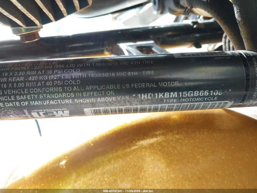 2016 Harley-Davidson Flhx Street Glide VIN: 1HD1KBM15GB661081 Lot: 43747341