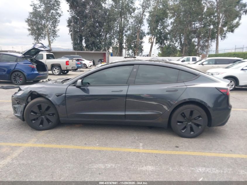 2025 Tesla Model 3 Long Range Rear-Wheel Drive/Standard VIN: 5YJ3E1EA6SF972339 Lot: 43747661