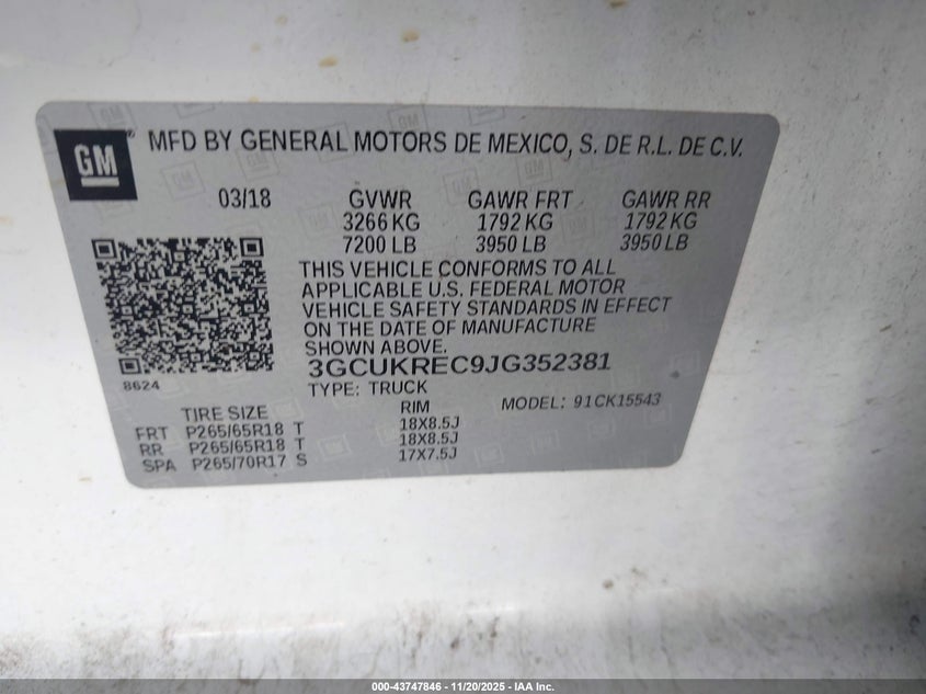 3GCUKREC9JG352381 2018 CHEVROLET SILVERADO photo no. 9