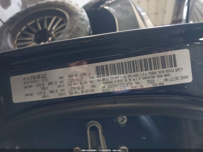 2016 Ram 3500 Slt VIN: 3C63R3HL5GG216734 Lot: 43748097