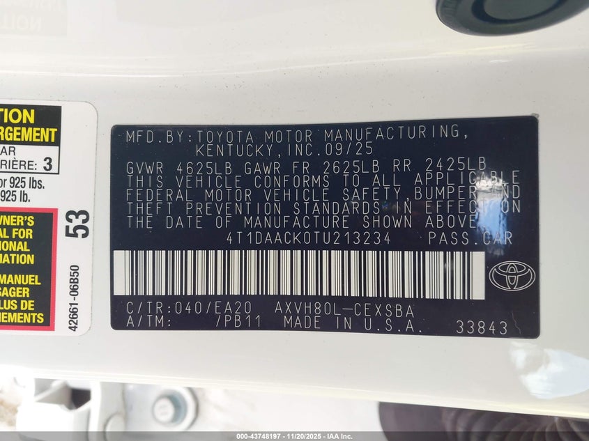 4T1DAACK0TU213234 2026 TOYOTA CAMRY photo no. 9