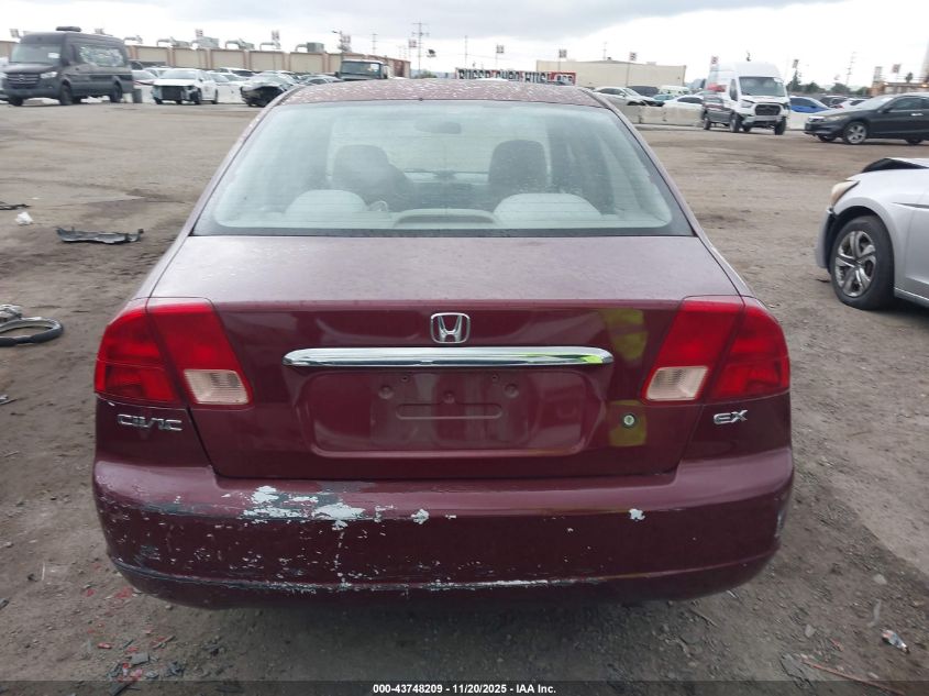 2002 Honda Civic Ex VIN: 2HGES26702H543574 Lot: 43748209