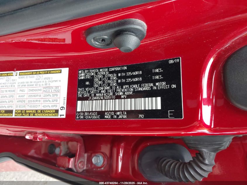 2020 Lexus Nx 300 VIN: JTJDARBZ4L5005110 Lot: 43748284