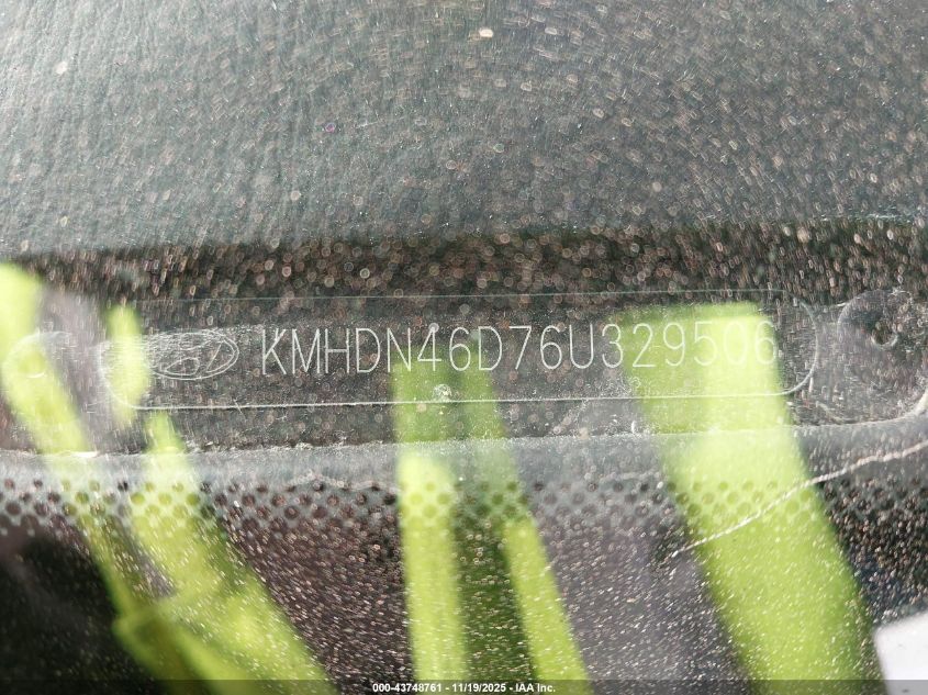 2006 Hyundai Elantra Gls/Limited VIN: KMHDN46D76U329506 Lot: 43748761