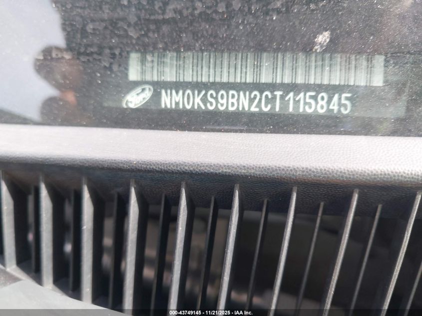 2012 Ford Transit Van VIN: NMOK39BN2CT115845 Lot: 43749145