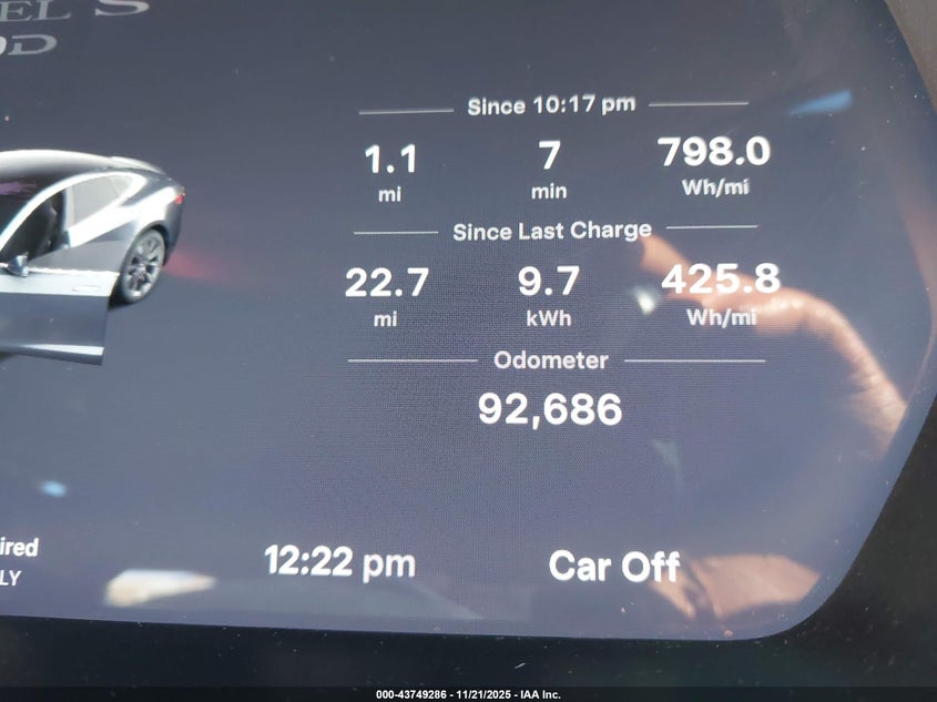 2019 Tesla Model S 100D/75D/Long Range/Standard Range VIN: 5YJSA1E25KF306895 Lot: 43749286