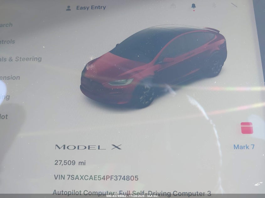 2023 Tesla Model X Dual Motor All-Wheel Drive/Standard Range VIN: 7SAXCAE54PF374805 Lot: 43749462