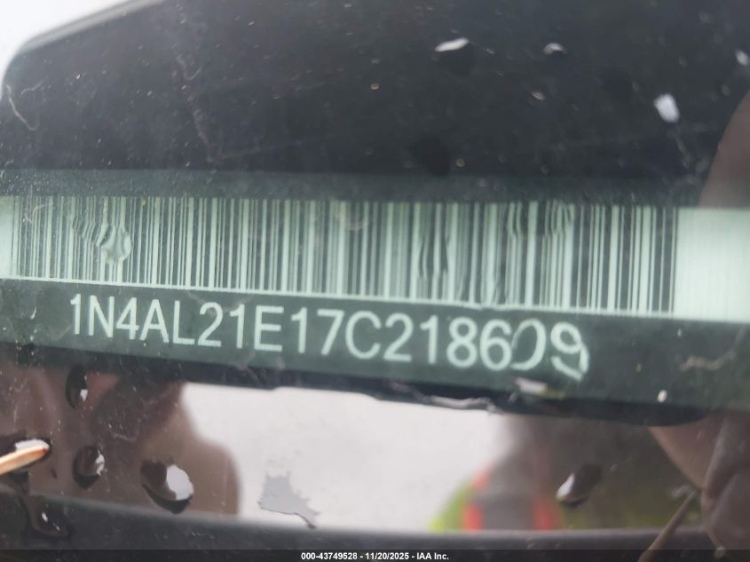 2007 Nissan Altima 2.5 S VIN: 1N4AL21E17C218609 Lot: 43749528