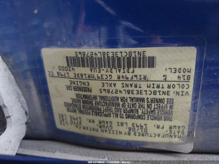 2008 Nissan Versa 1.8S VIN: 3N1BC13E38L427865 Lot: 43749634