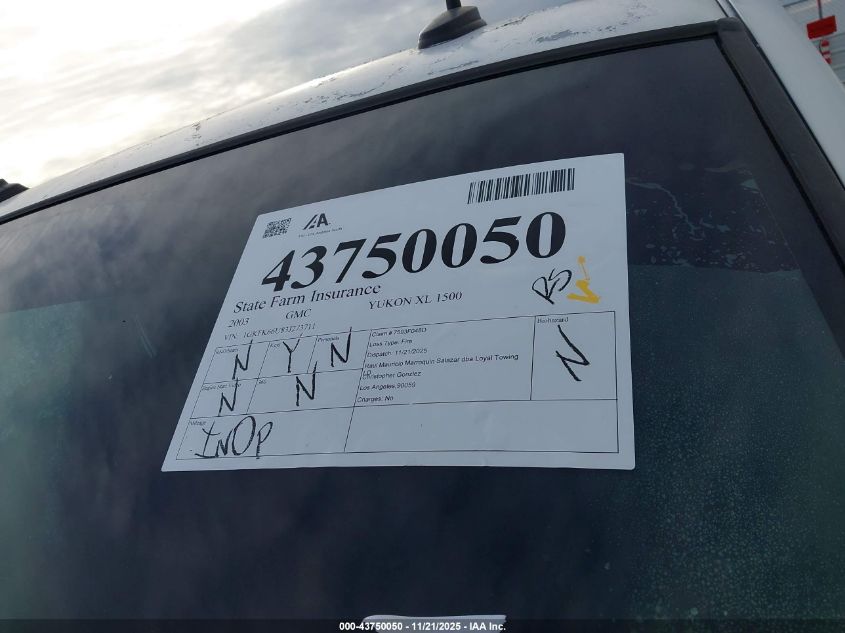 2003 GMC Yukon Xl 1500 Denali VIN: 1GKFK66U83J273711 Lot: 43750050