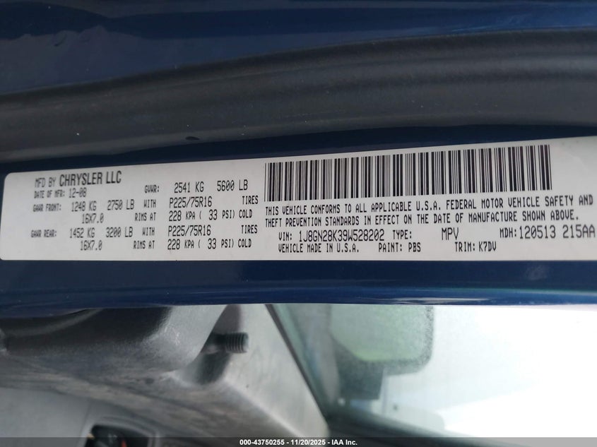 1J8GN28K39W528202 2009 JEEP LIBERTY (NORTH AMERICA) photo no. 9